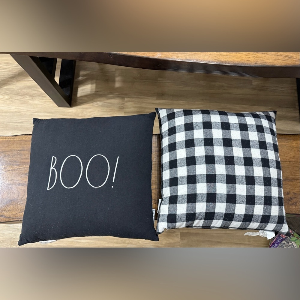 Rae Dunn Black and White “BOO!” Pillows